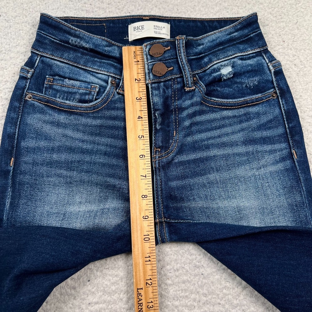 BKE Stella Jeans Women 25x29.5 Mid Rise Slim Tailored Bootcut Stretch Whiskered - Picture 6 of 12